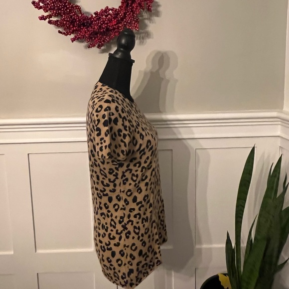 J. Crew Leopard Print Cashmere Short Sleeve Shirt - Picture 2 of 6